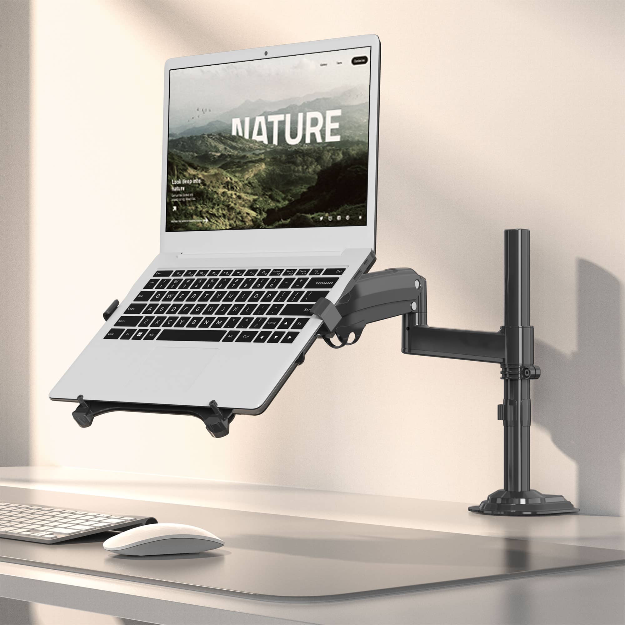 2-in-1 Single desk arm mount for laptop or 22"-35”monitor (H100 fp-2)