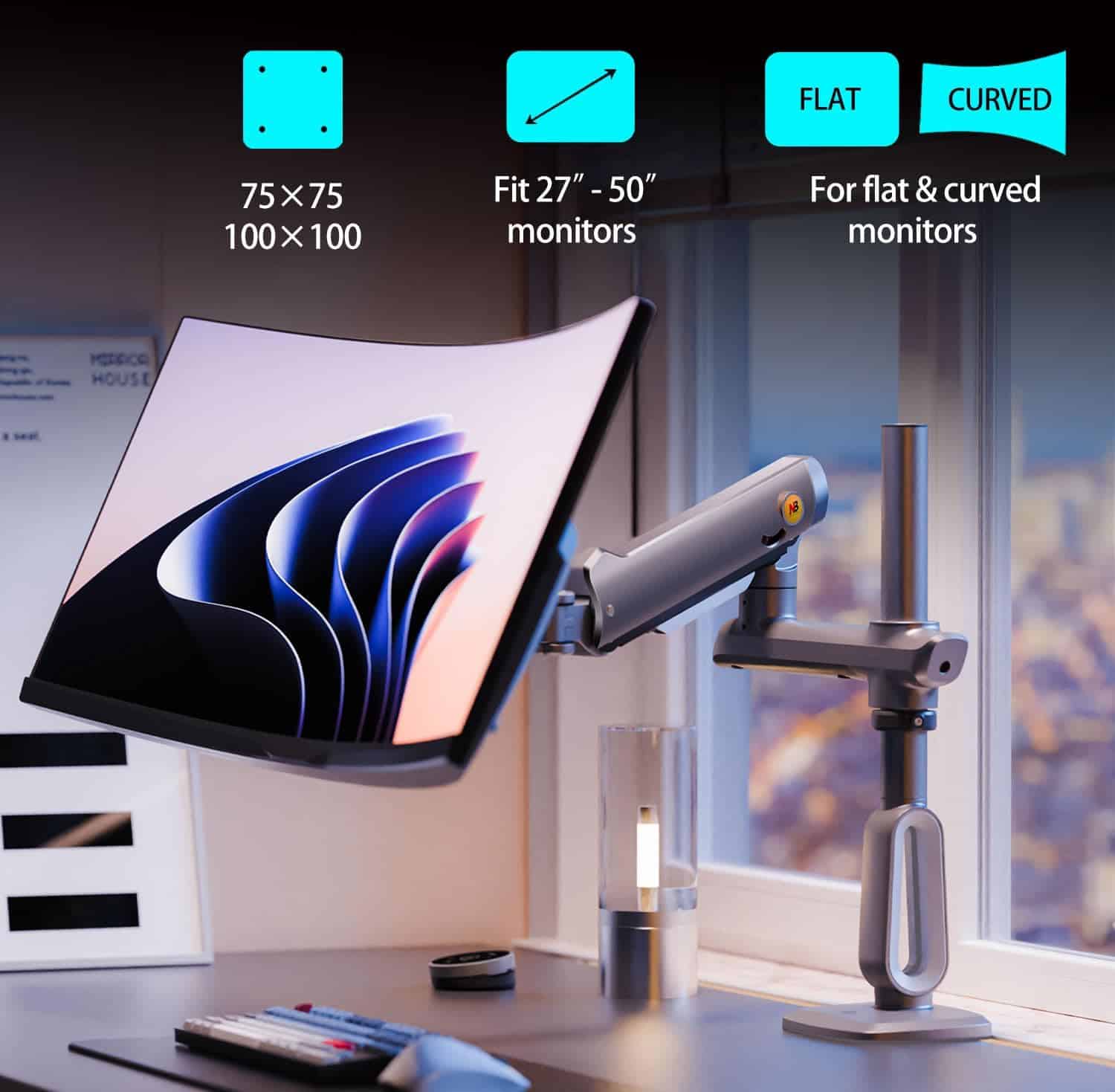 Gaming Monitor-Arm for Flat/Ultrawide/Curved Monitors 27'' to 50" ( A7)