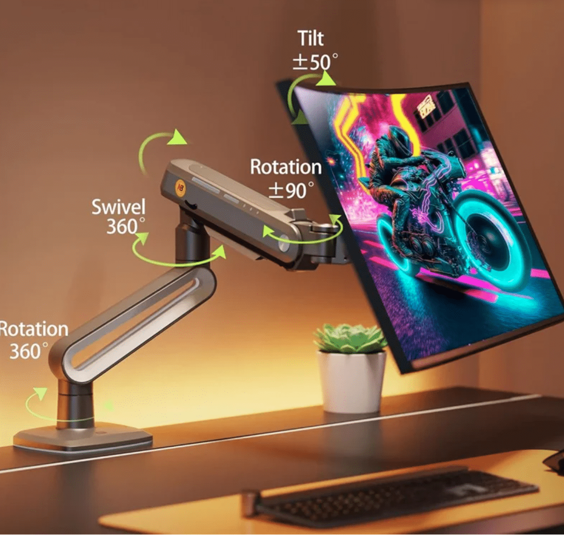 Gaming Monitor-Arm for Flat/Ultrawide/Curved Monitors 27'' to 50" ( A6)