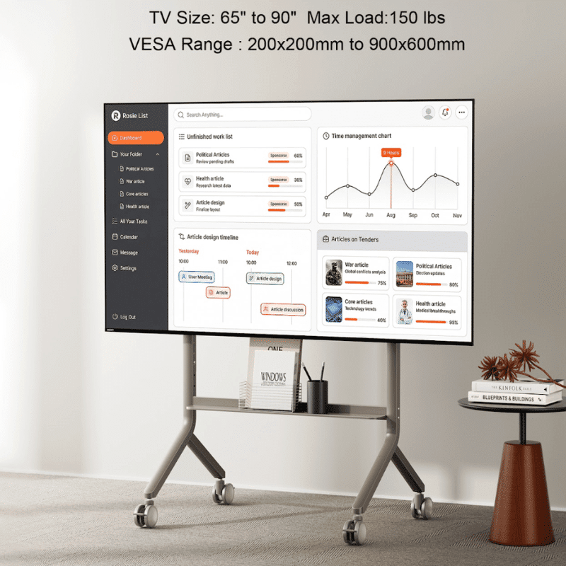 Heavy Duty Mobile TV Cart Stand for 65”-95”TV's (P100)