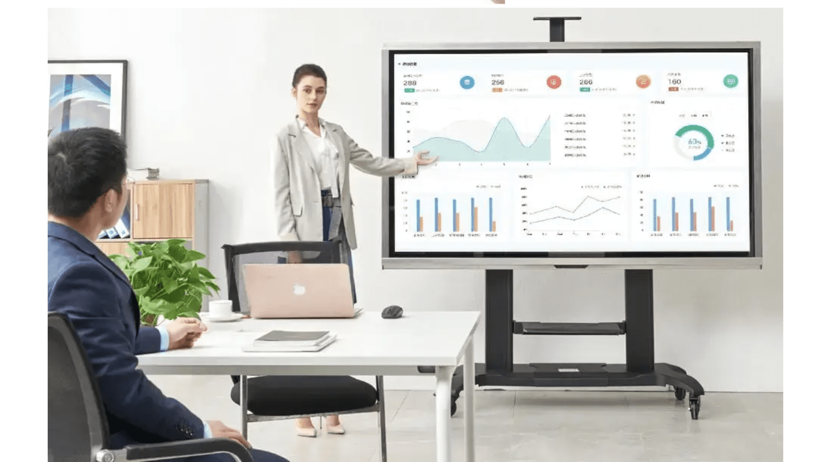Motorised Mobile Cart for 75-110" TV's / smart boards ( TW100)