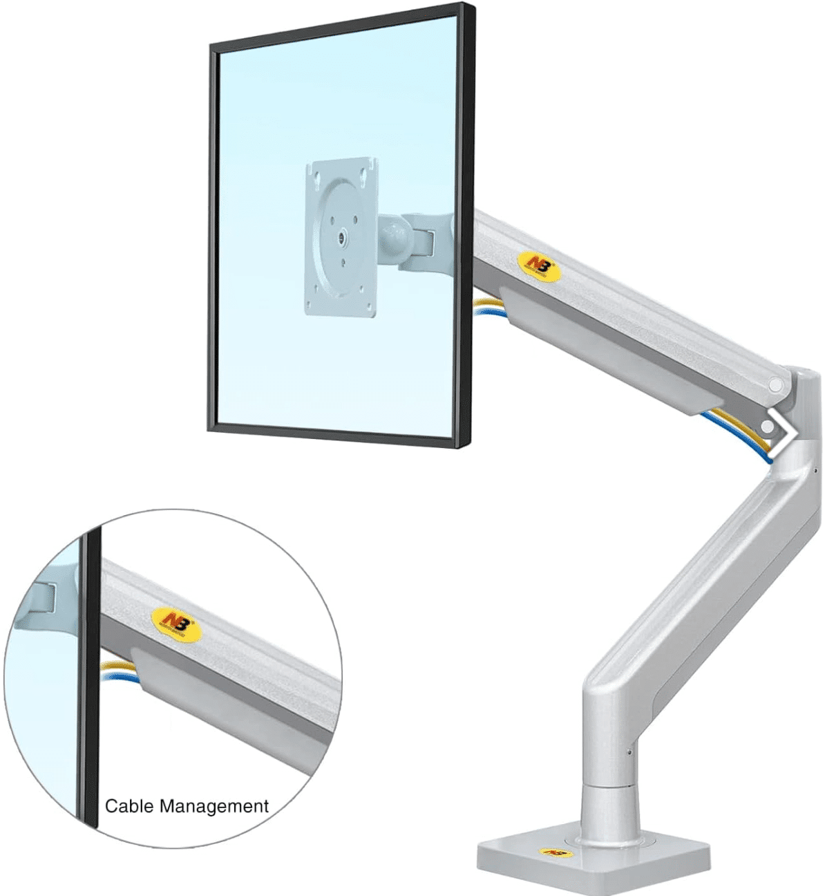 North Bayou Full Motion Gas Swivel Mount for 22''-40'' Monitors - Silver (G40)