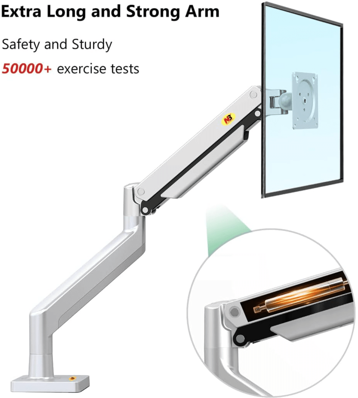 North Bayou Full Motion Gas Swivel Mount for 22''-40'' Monitors - Silver (G40)