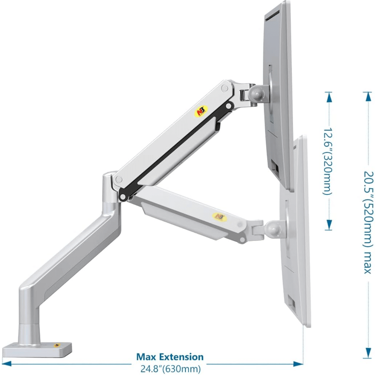 North Bayou Full Motion Gas Swivel Mount for 22''-40'' Monitors - Silver (G40)