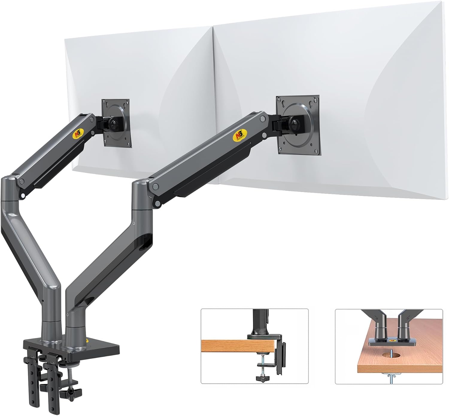 North Bayou Ultra Wide Full Motion Swivel Dual Monitor Mount for 22''-32''- Black (G35)