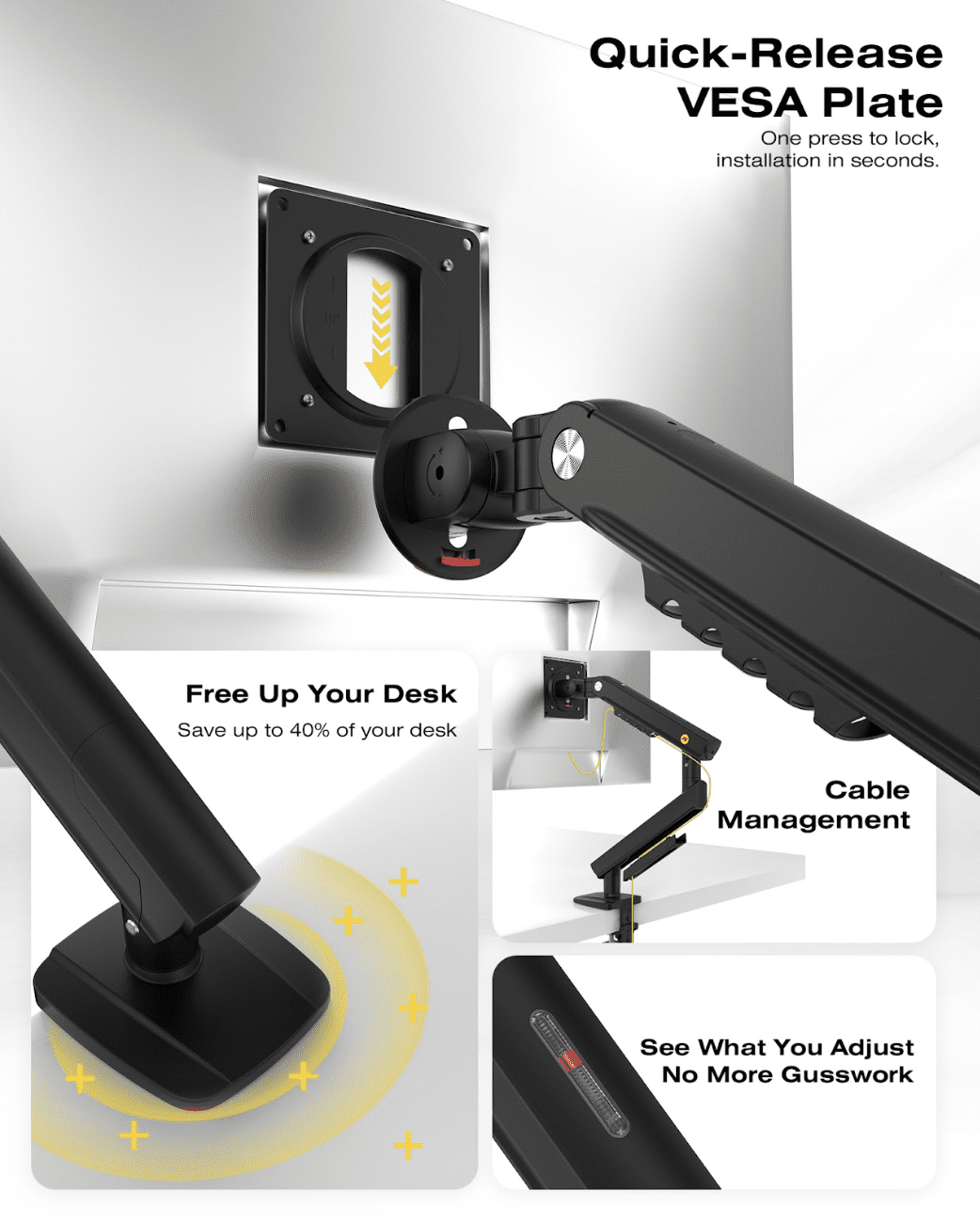 Mechanical Spring Monitor Arm for 17”–32” Screens (A5-B)