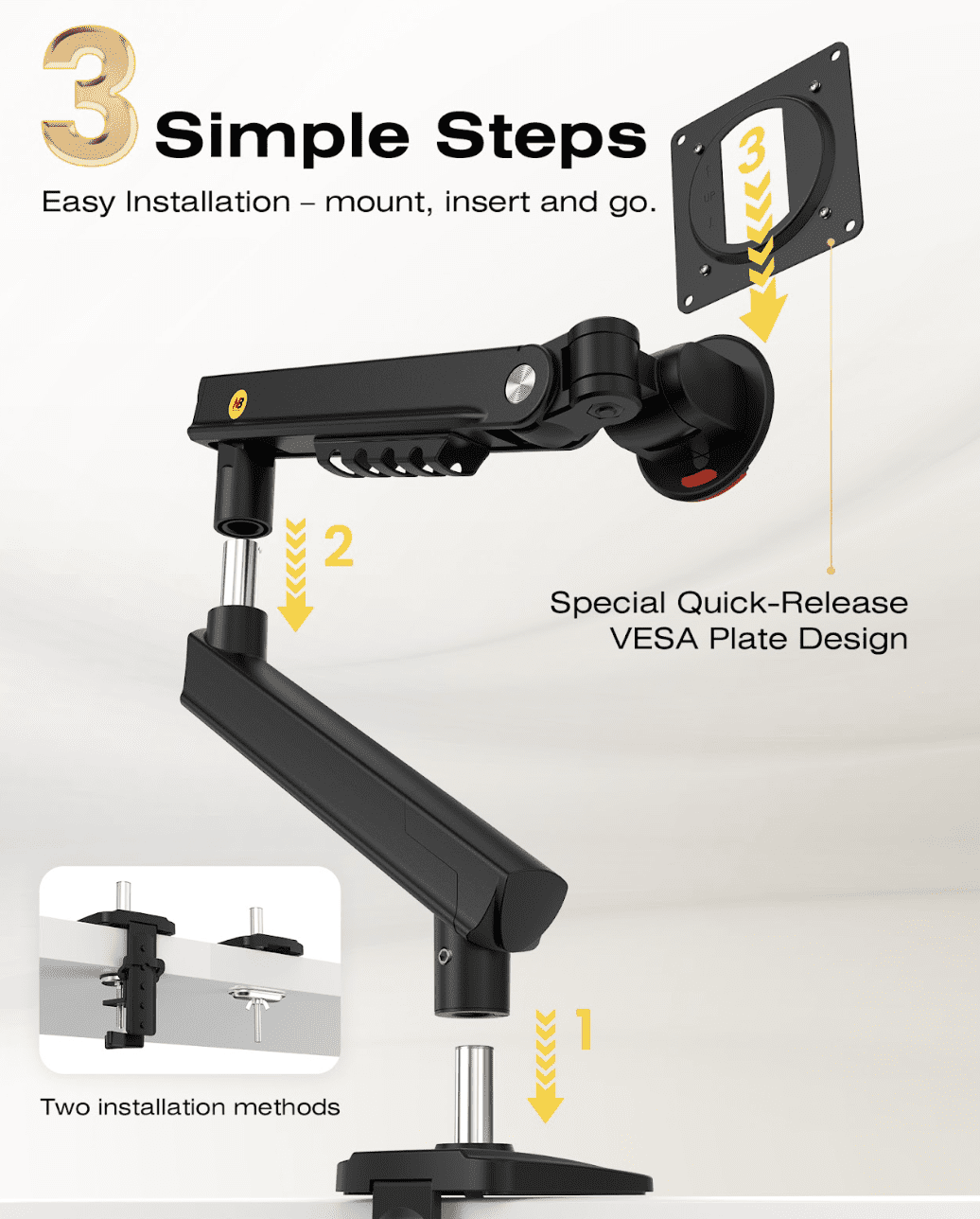 Mechanical Spring Monitor Arm for 17”–32” Screens (A5-B)