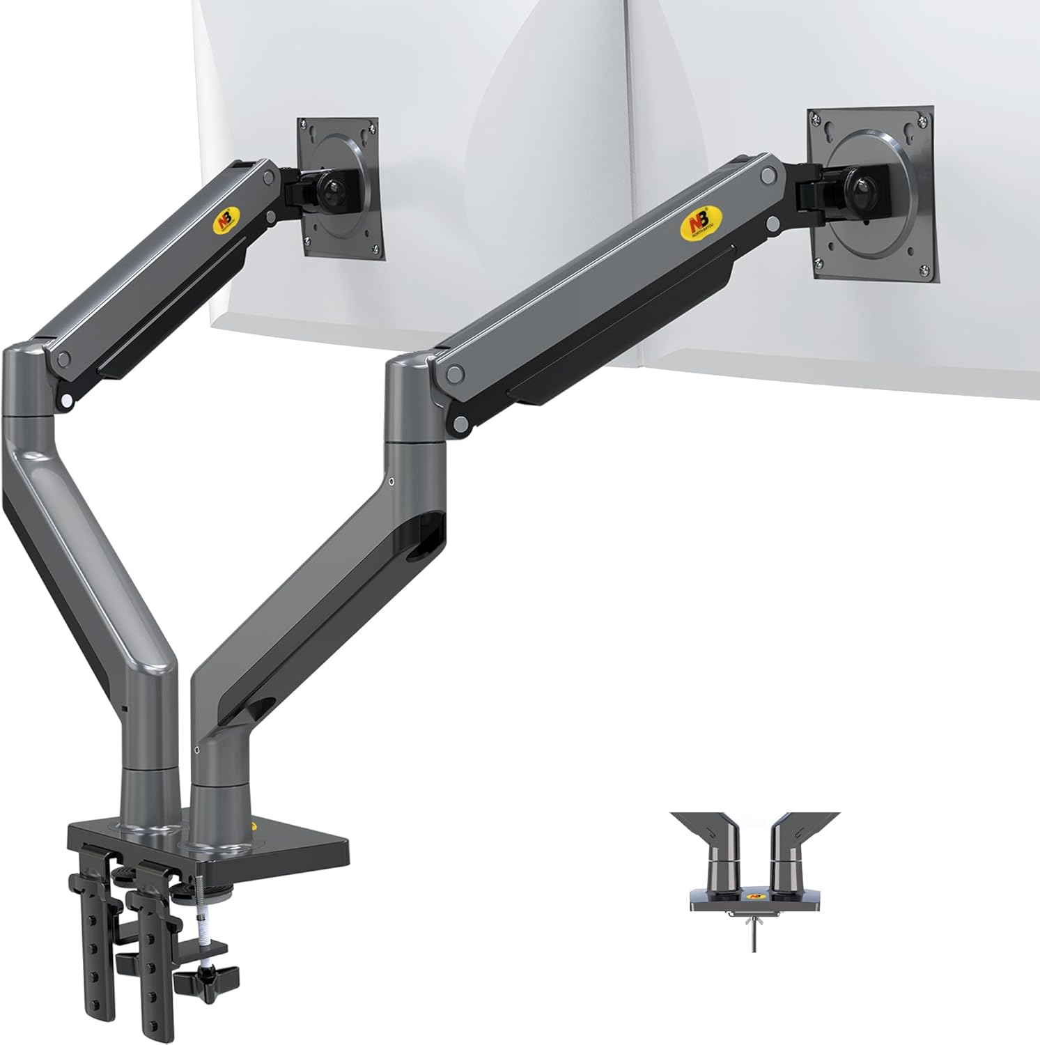 North Bayou Ultra Wide Full Motion Swivel Dual Monitor Mount for 22''-32''- Black (G35)