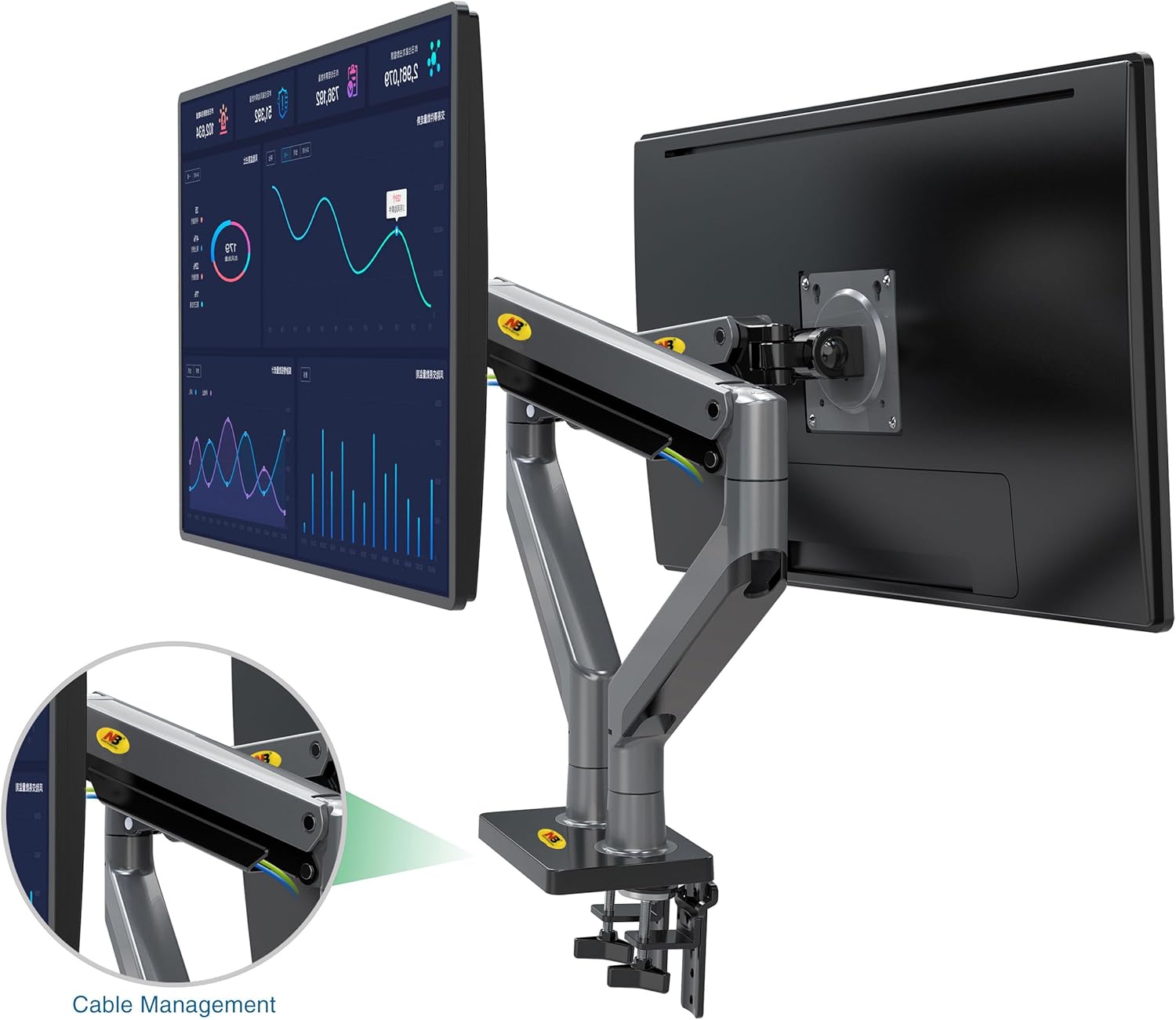 North Bayou Ultra Wide Full Motion Swivel Dual Monitor Mount for 22''-32''- Black (G35)
